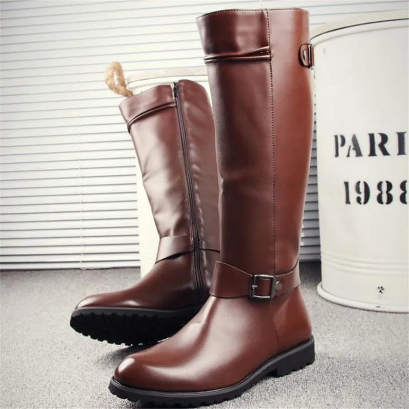 メンズヴィンテージロングブーツ,ラージサイズ37-45,春,秋用,膝