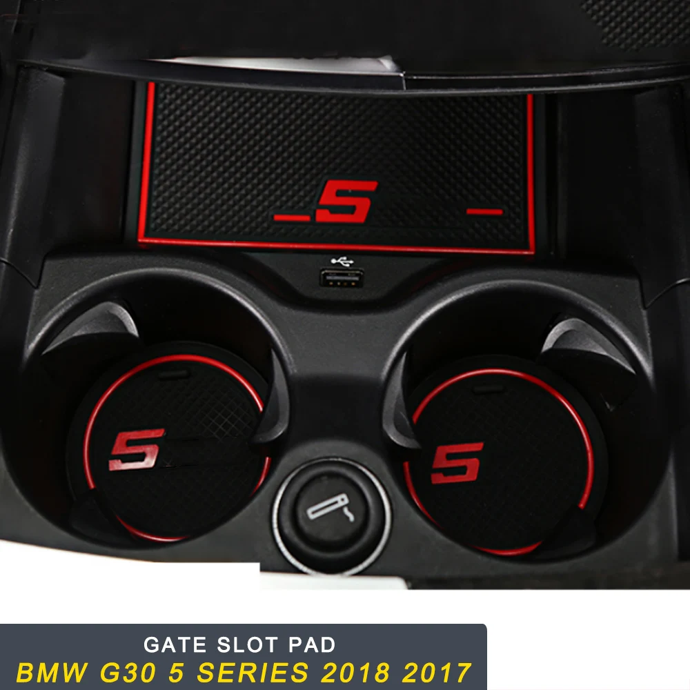 

Door Groove Mat Anti-slip Mat Light Gate Slot Cup Pad Interior Accessories for BMW G30 5 Series 2018 2017 Car Styling