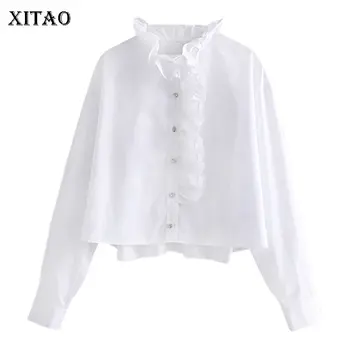 

XITAO Ruffle White Blouse Fashion New 2020 Spring Elegant Full Sleeve Small Fresh Minority Casual Style Loose Shirt Top ZLL4967