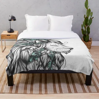 

Poetic Lion Turquoise Blanket Wool Flannel Plush Blanket Bedspread For office Sherpa Blanket Couch Quilt Cover Travel