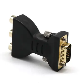 

15 Pin VGA Male to 3 RCA Video Female M/F Adapter Connecter Plug Jack Converter VH99