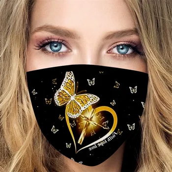 

2pcs Men's And Women's Butterfly Print Masks Face Masks ES in stock Dropshipping