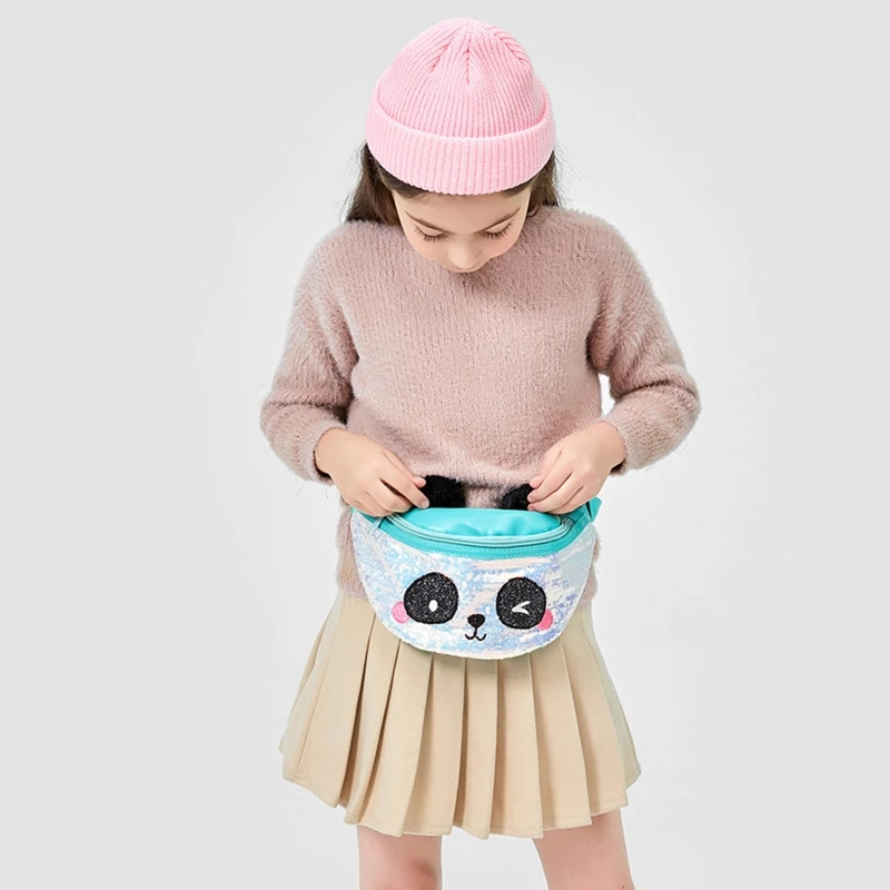 Детская мультяшная поясная сумка с милой пандой забавная блестками для девочек