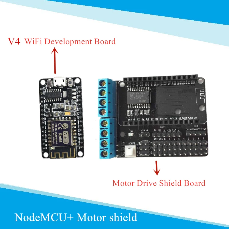 Плата разработки NodeMCU V4 Wi-Fi + плата управления двигателем комплект для