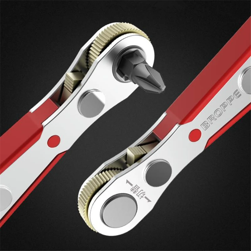 

BROPPE Two-way Multifunctional Right-angle Ratchet Screwdriver Set Phillips flat-blade screwdriver head set