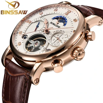 

Men Watch Mechanical Tourbillon Business Fashion Leather Stainless Steel Sport man Watches Automatic Self-Wind Relogio Masculino