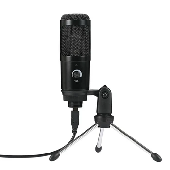 

USB Plug-And-Play Condenser Dynamic Microphone Mic with Mini Tripod Stand for PC Laptop Games Playing Music Recording
