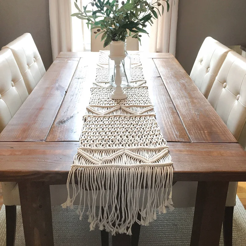 

Macrame Woven Long table mat Boho Chic Bohemian Room Geometric Tapestry Art Tapestry Hanger Art Home Decor Dorm Room Decoration