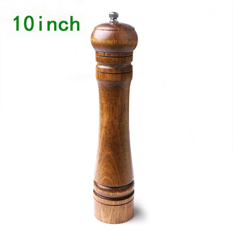 10 inch Ручная мельница для соли и перца из массива дерева мельница для перца Регулируемый Керамический ротор для сезонных приправ шлифовальная машина " 8" 1" кухонные инструменты - Цвет: 10 inch