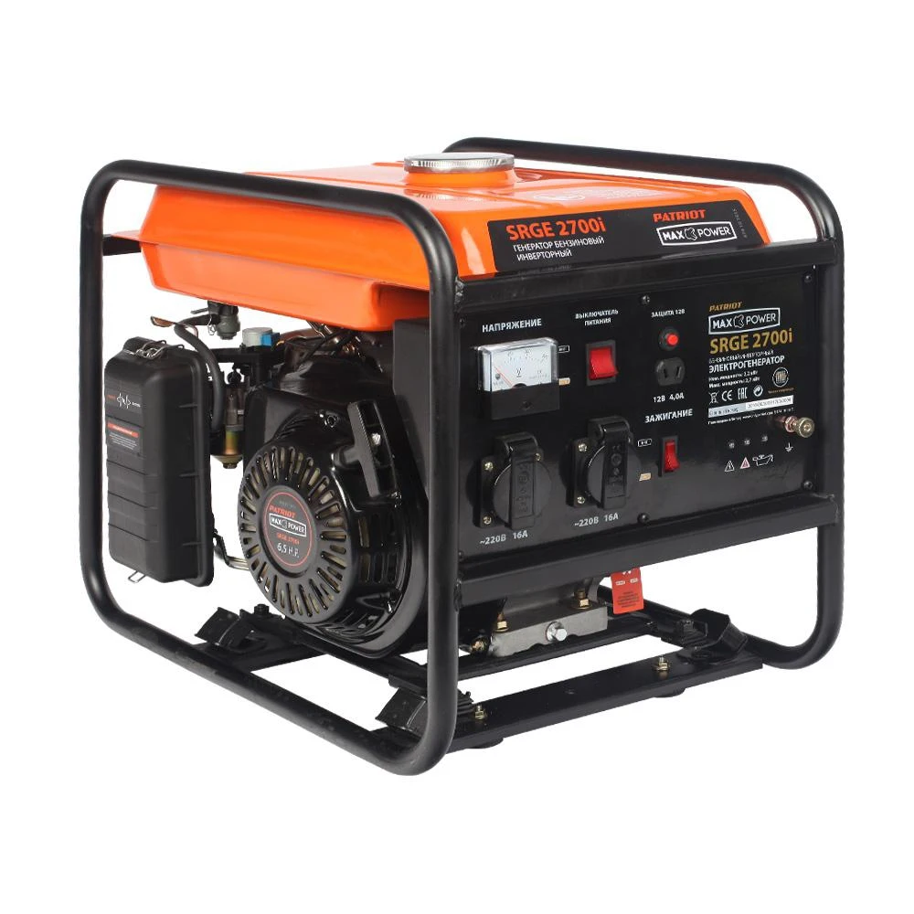 Генератор PATRIOT MaxPower SRGE 2700i (474101615) 2.7 кВа/2.2 кВт время работы: 27 ч.|Бензиновые