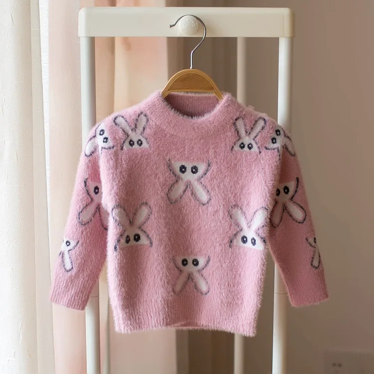 

Mmtkids Korean-style Childrenswear Kids' Sweater Girls Autumn And Winter Crew Neck Cartoon Rabbit Small CHILDREN'S H752