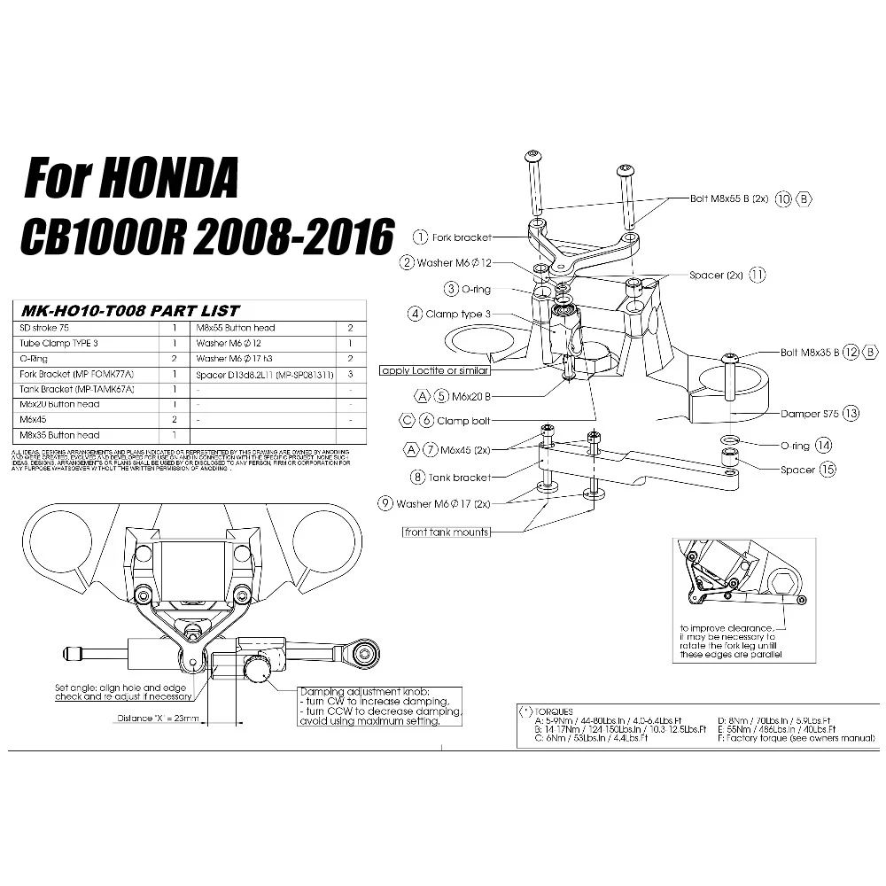 Accessories For HONDA CB1000R CB 1000R 2008-2016 CNC Steering