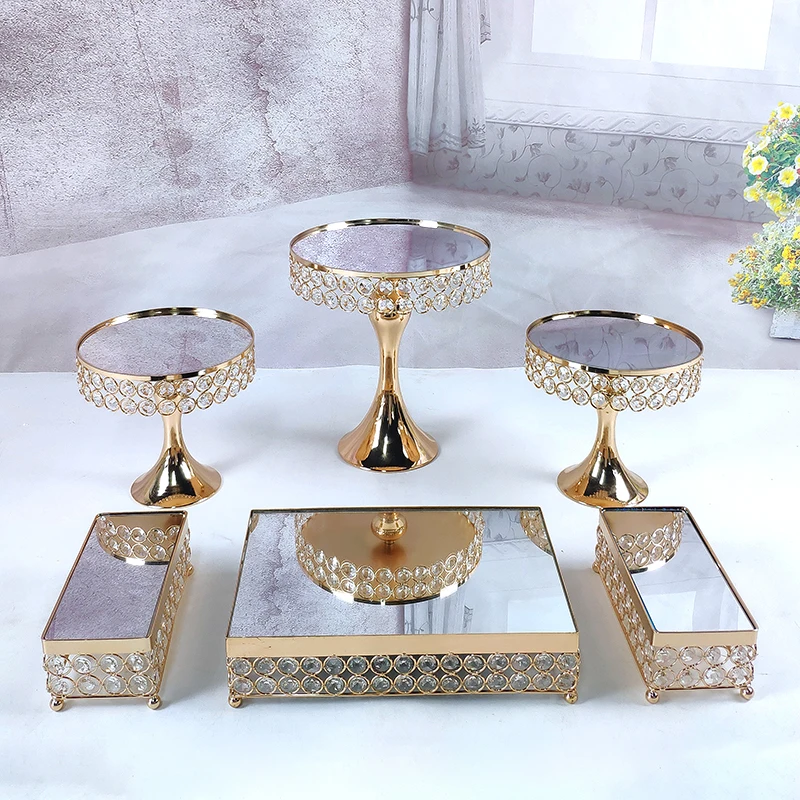 

3 Pcs Gold Silver Electroplate Cake Stand Set Mirror Metal Cupcake Display Wedding Birthday Party Dessert Plate Rack