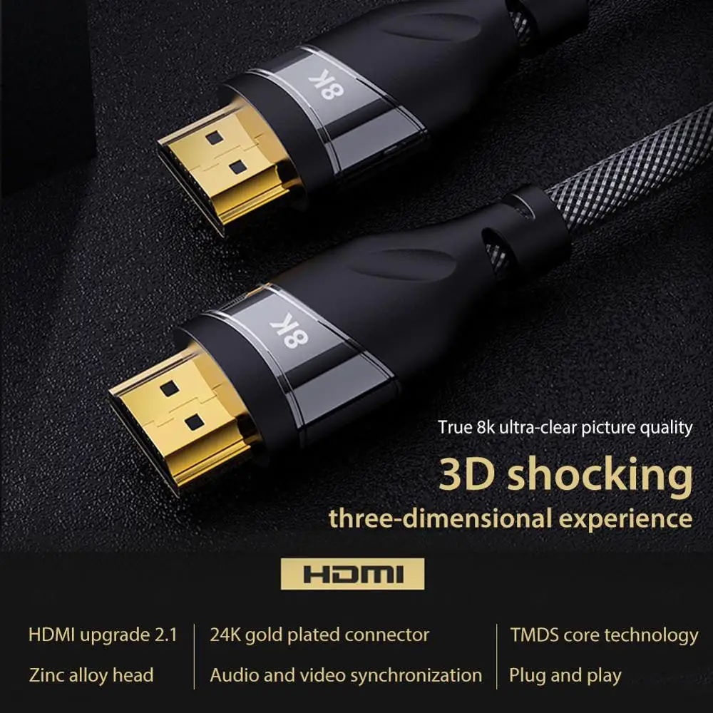 High Speed 48Gbps 8K HDMI Cable to HDMI 2.1 Cable for Apple TV PS4 PS5 for Xiaomi Mi Box Sony Projector Audio Video Cable HDMI