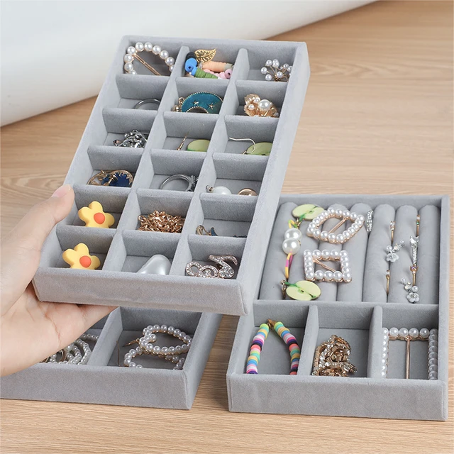 Fashion Portable Velvet Jewelry Ring Jewelry Display Organizer Box Tray  Holder Earring Jewelry Storage Case Showcase - AliExpress