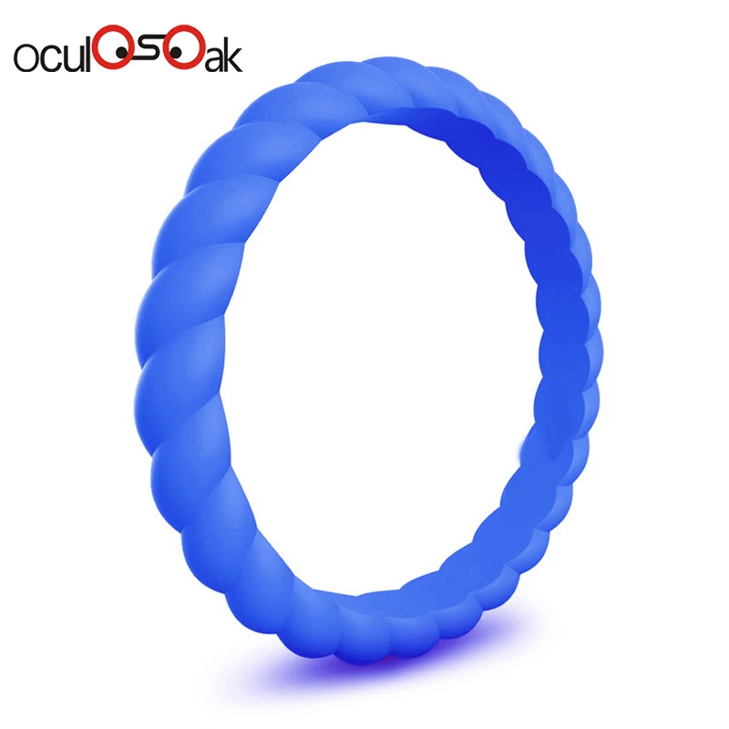 Hot Fashion 3mm Thin Braided Silicone Ring For Women Wedding Rings Sports Hypoallergenic Crossfit Flexible Rubber Finger Ring