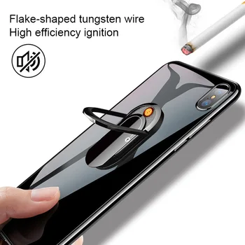 

Rechargeable USB Lighter Electric Lighter Creative Phone Bracket Windproof Flameless Lighter for Cigarette Grill Camping Home