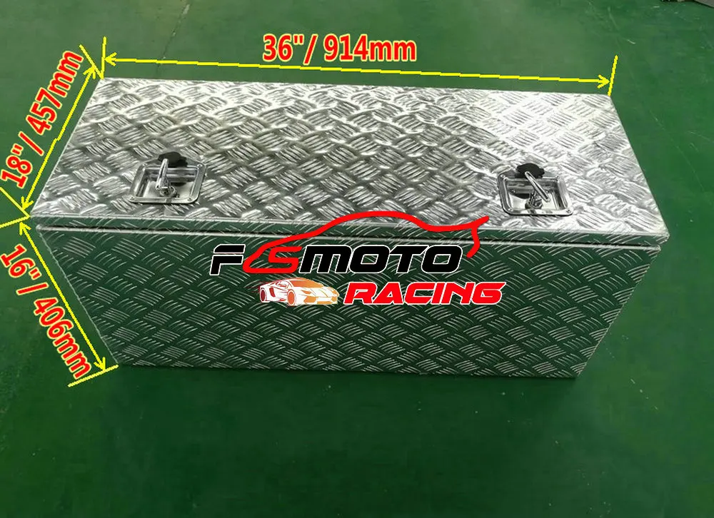 914x406x457mm Aluminum Chequer Plate Tool Box Van Trailer Chest PickUp