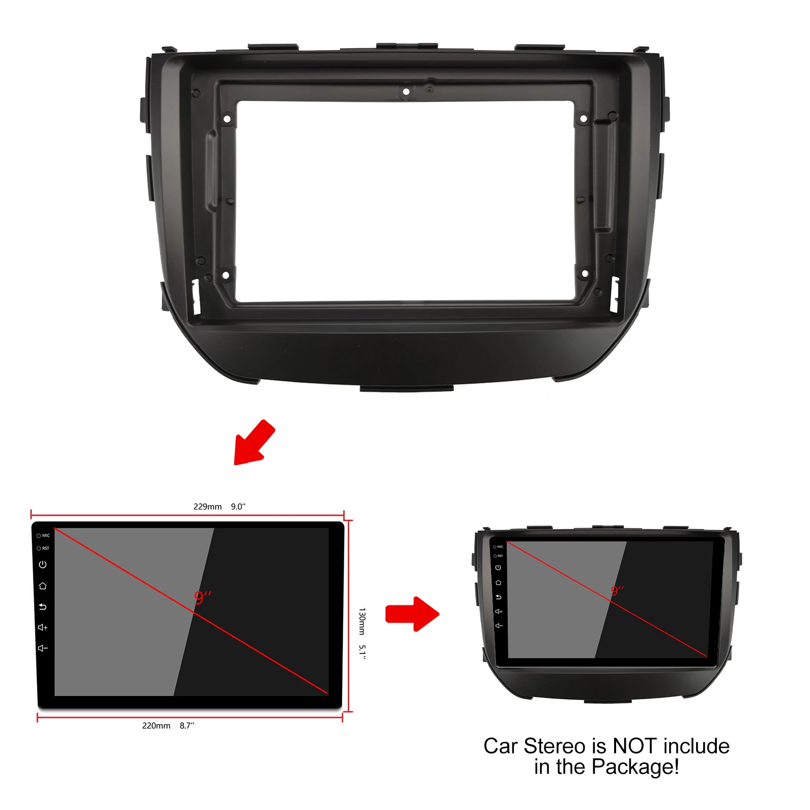 1-2Din  DVD     ,  Ʈ ŰƮ, нþ г, 9 ġ, SUZUKI Vitara Breeza 2015-2019  ÷̾