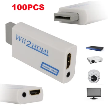

100PCS Converter For Wii2HDMI 1080P HDMI For Wii to HDMI Adapter Converter 3.5mm Audio Support 720P 1080P