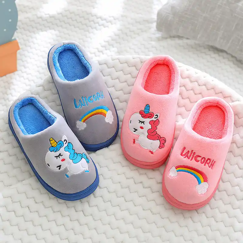 Winter Kids Slipper Baby Girl Flip Flop Fur Slides Boys Floor