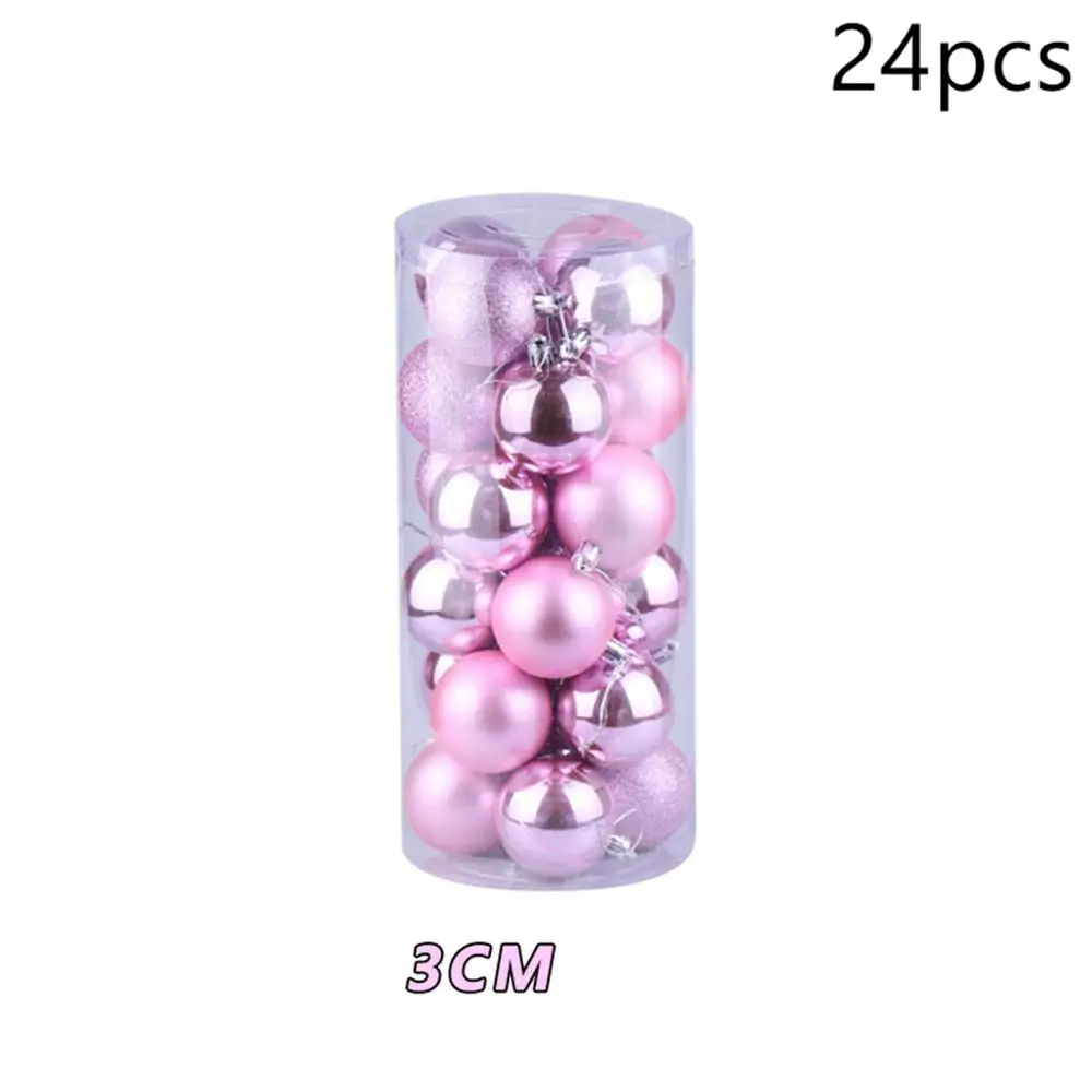 Xmas Balls 5 Taoup 24 шт. золотые, розовые, шампанские, красные, металлические рождественские шары, декор для рождественской елки, Рождественский Декор для дома Noel, подарок на год - Цвет: Xmas Balls 5