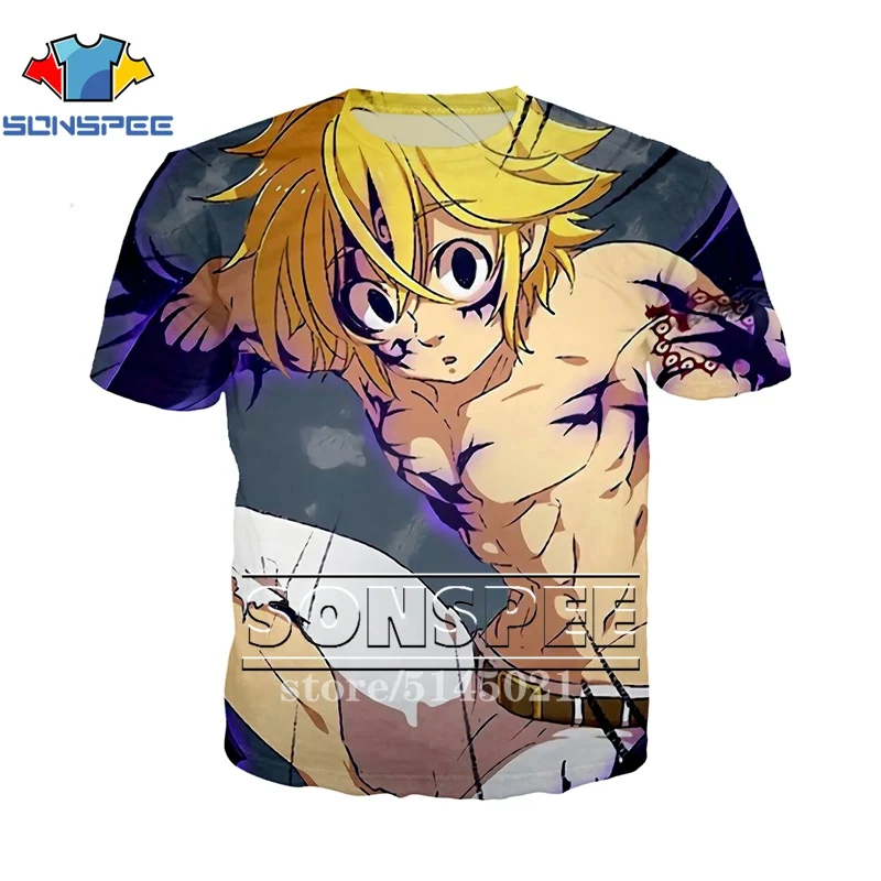 SONSPEE/Новинка, футболка с принтом из аниме «Seven Deadly Sins Nanatsu No Taizai» в стиле хип-хоп, 3d принт, уличная одежда, Harajuku, футболки, забавная футболка S2603 - Цвет: 4