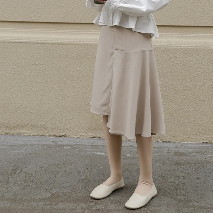 

Photo Shoot Joint Asymmetric Skirt 2019 Women's Spring Mid-length Simple High-waisted Slimming Fishtail Skirt Short Skirt Women'