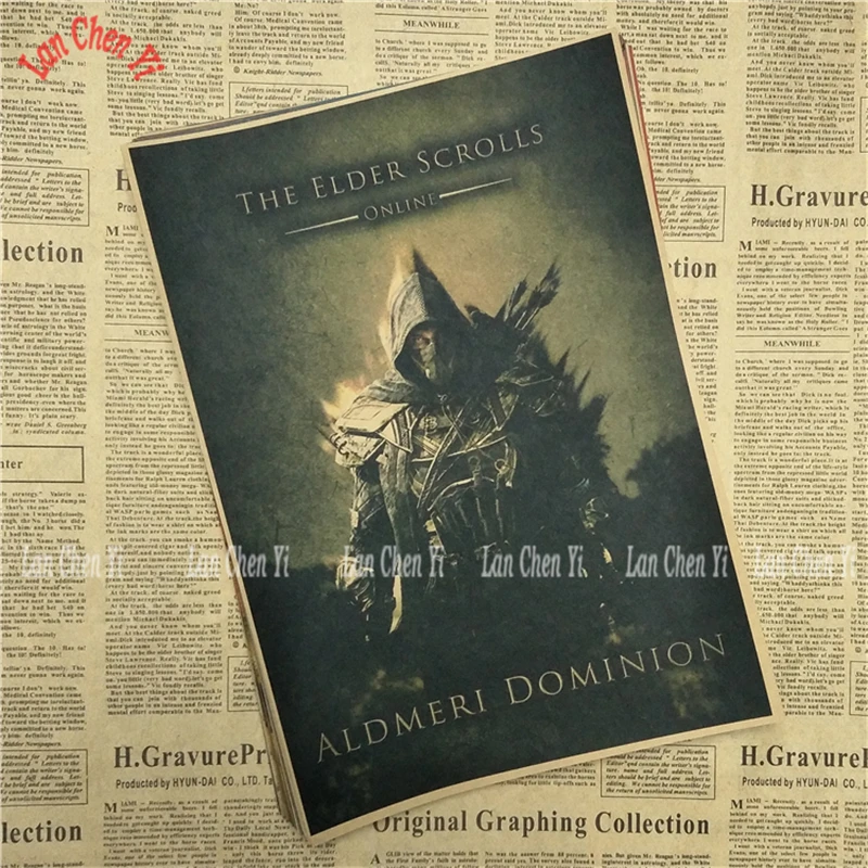 Зеленый The Elder Scrolls Skyrim Классическая игра плакат на крафт-бумаге Бар Кафе гостиная столовая картина для декора комнаты - Цвет: Зеленый