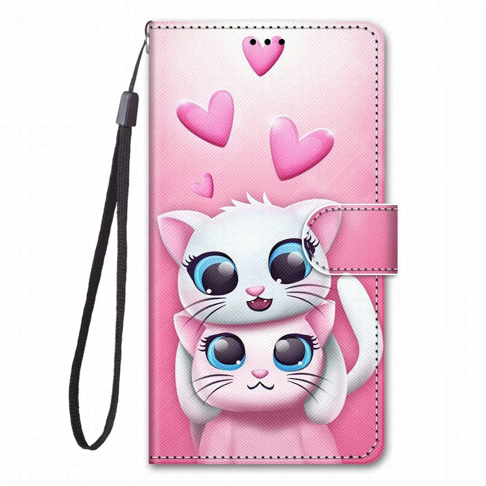 Two Love Cats Кожаный захлопывающийся чехол милый чехол для телефона для коробка samsung Galaxy J5 J7 Pro J4 Core J6 плюс J8 J710 J510 J530 J120 DP08F - Цвет: Two Love Cats