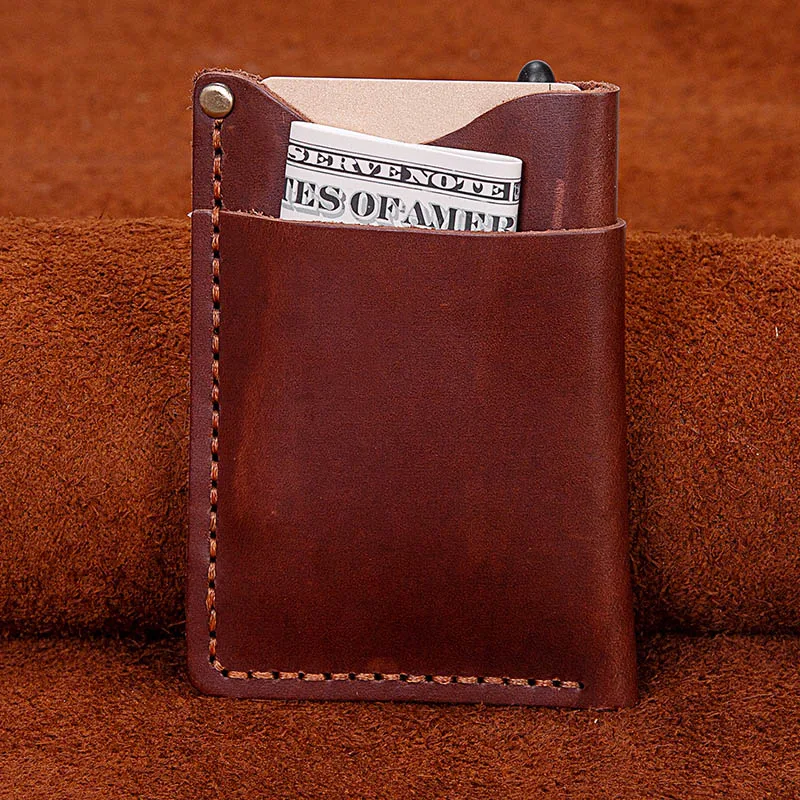 Handmade Oil Wax Leather Holster EDC Organizer Pocket Outdoor Multitools-Brown
