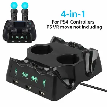 

For PS4 Controllers Charger Charging Dock For PS4/MOVE/PS4 VR 4 In 1 Multifunctional Quick Charging Station Stand