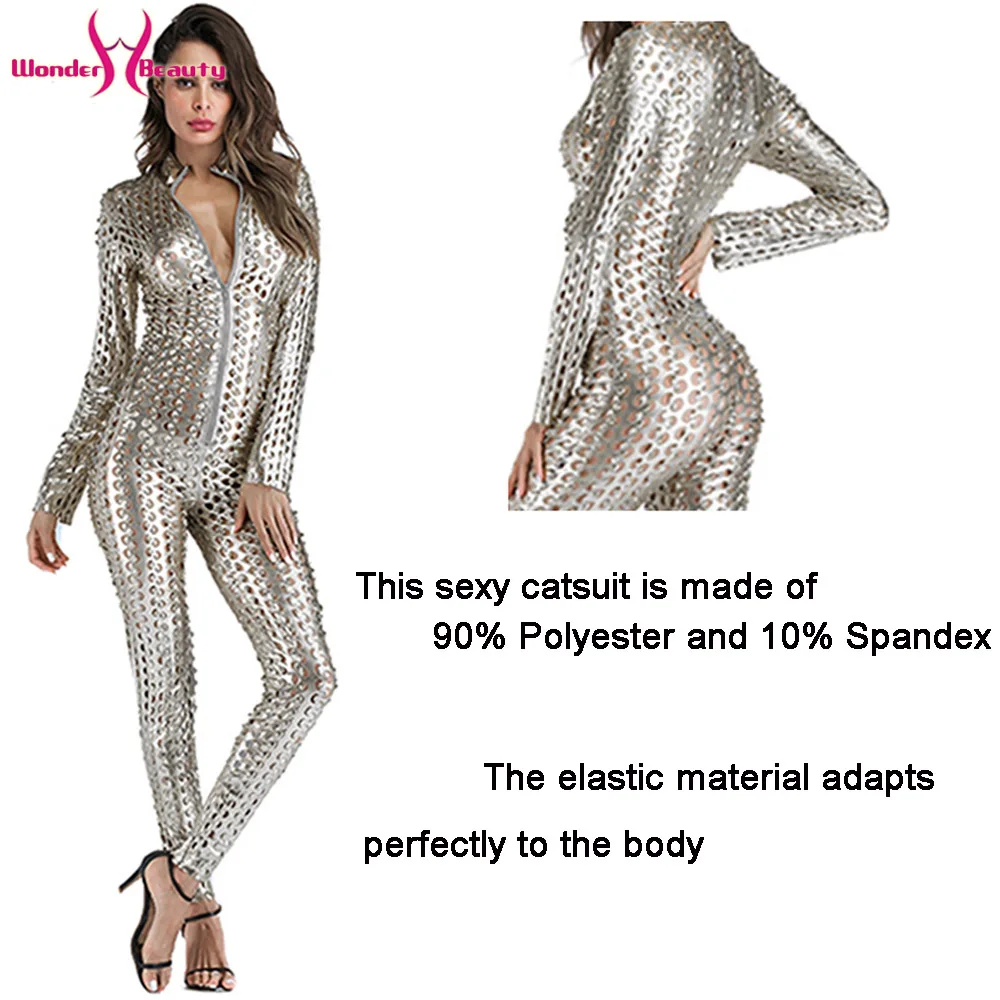 shiny metallic catsuit latex faux leather jumpsuit body suit leotard bodycon clubwear bar pole dance costume wet look bodysuit (4)