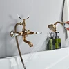 Antique Black Bronze Phone Style Bathtub Shower Faucet Copper Spray Wall-Mounted Hot And Cold Faucet Bathtub Shower System 2