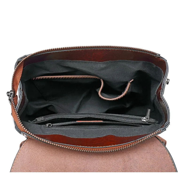 Винтажный женский рюкзак из натуральной кожи, Большая вместительная сумка на плечо, дорожные школьные сумки, Женский коричневый рюкзак B508