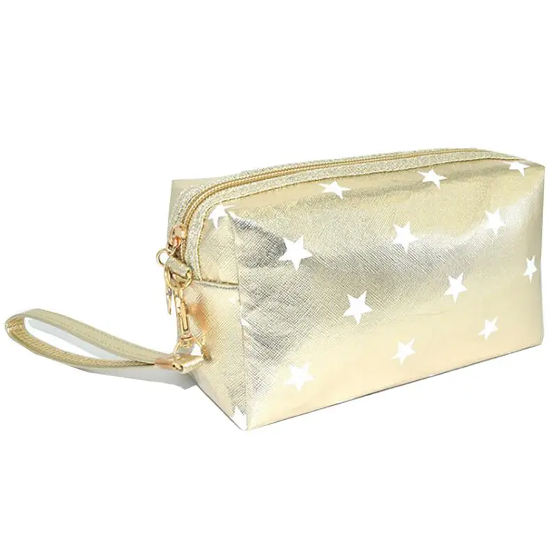 Женская косметичка в полоску маленький портативный дорожный клатч на молнии