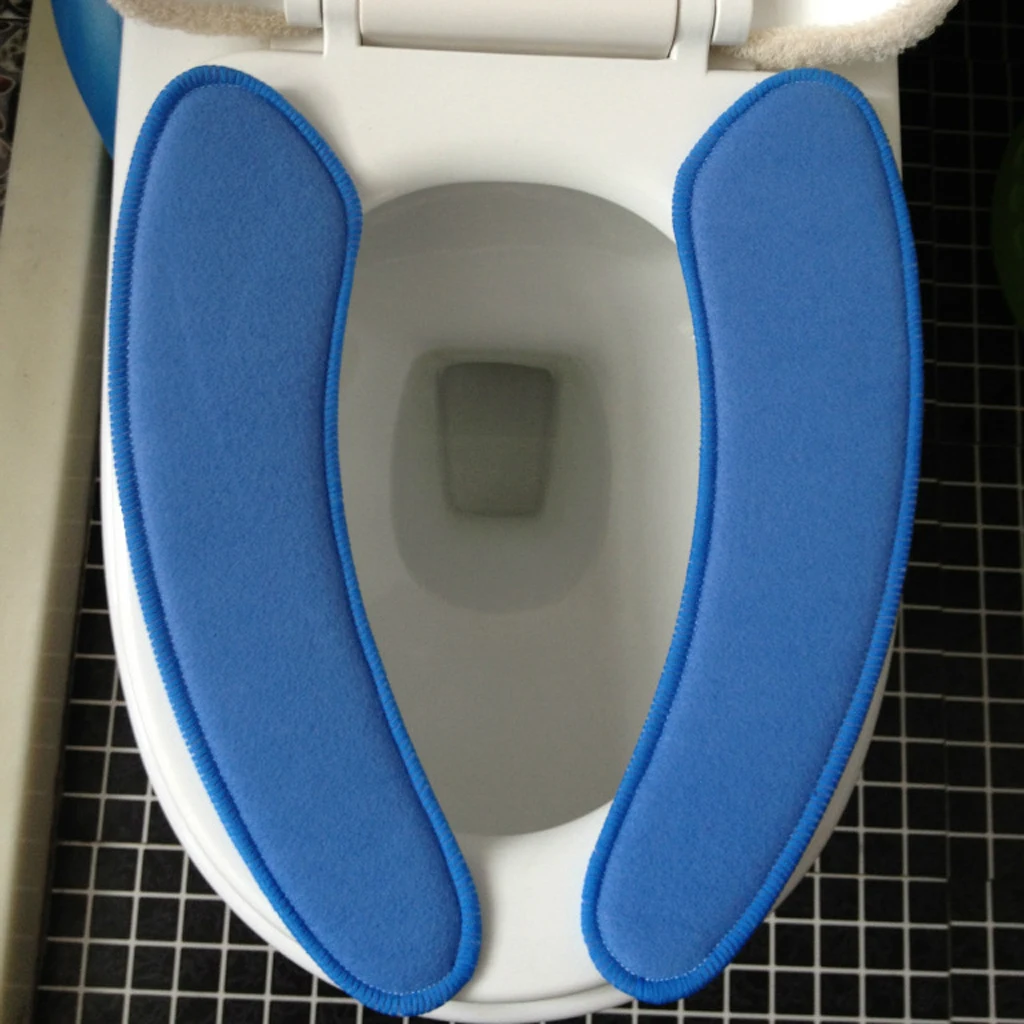 2Pcs Warm Plush Bathroom Toilet Seat Mats Cushion Pad for Winter, Comfortable, Self-Adhesive