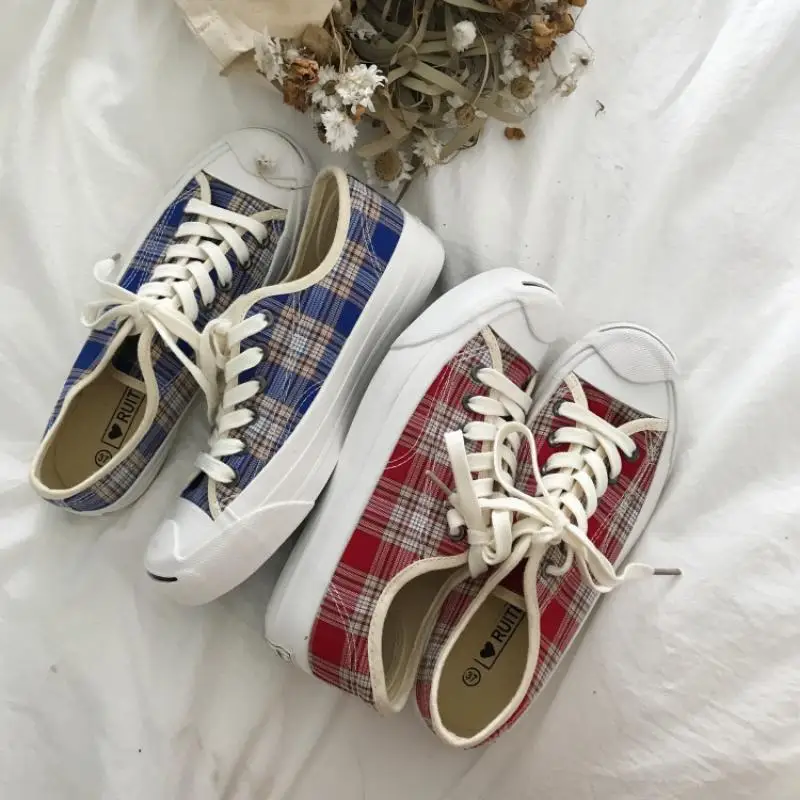 

CINESSD Chaussure Femme Canvas Shoes Women Sneakers 2020 Plaid Spring Platform Sneakers Women Fashion Flat Shoes Woman Hot Sale