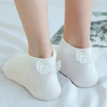 Стереоскопические носки с крылом, женские хлопковые однотонные милые носки-башмачки с закрытым носком, повседневные забавные женские носки с бантом-бабочкой