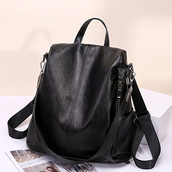 

PU Leather Backpack Women Anti-theft Backpack Large Capacity Hight Quality Dual-use School Backpacks Ladies Shoulder Bag