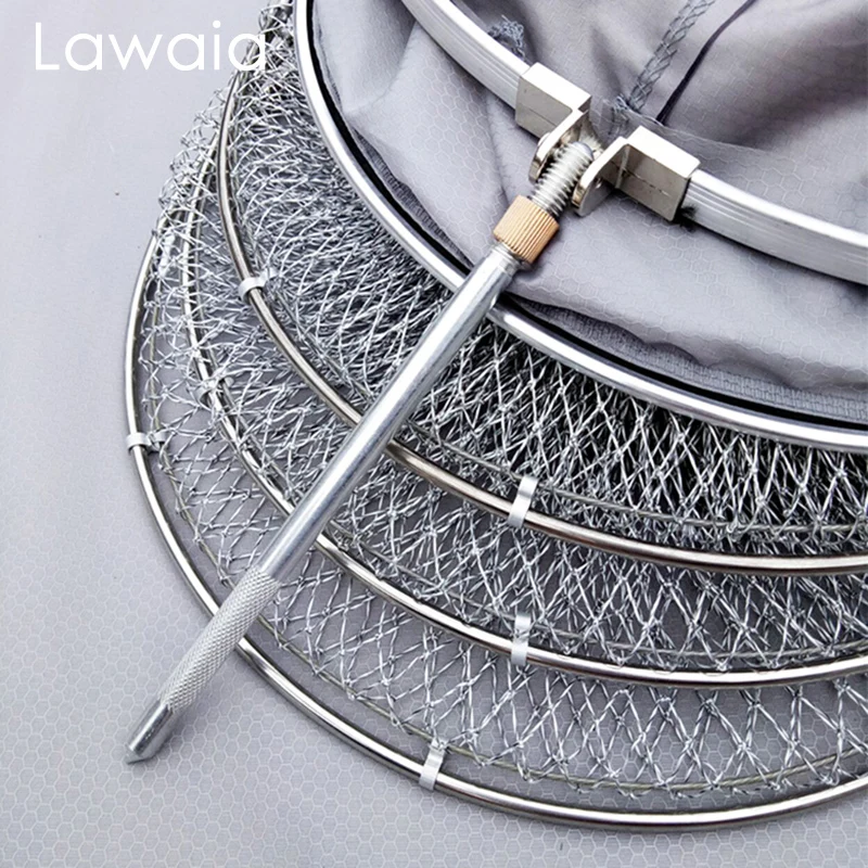 Lawaia Folding Netting Manual Weaving Line Fishnet Cage Anti-hanging Speed Dry Stainless Steel Circle Fishing Tool And Equipment | Спорт и