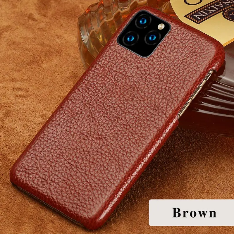 Зернистый кожаный чехол для телефона для Apple iPhone 11 11Pro 11 Pro MAX X XS XSmax XR 6 6s 8 7 Plus 5 SE 5S Роскошный чехол - Цвет: Коричневый