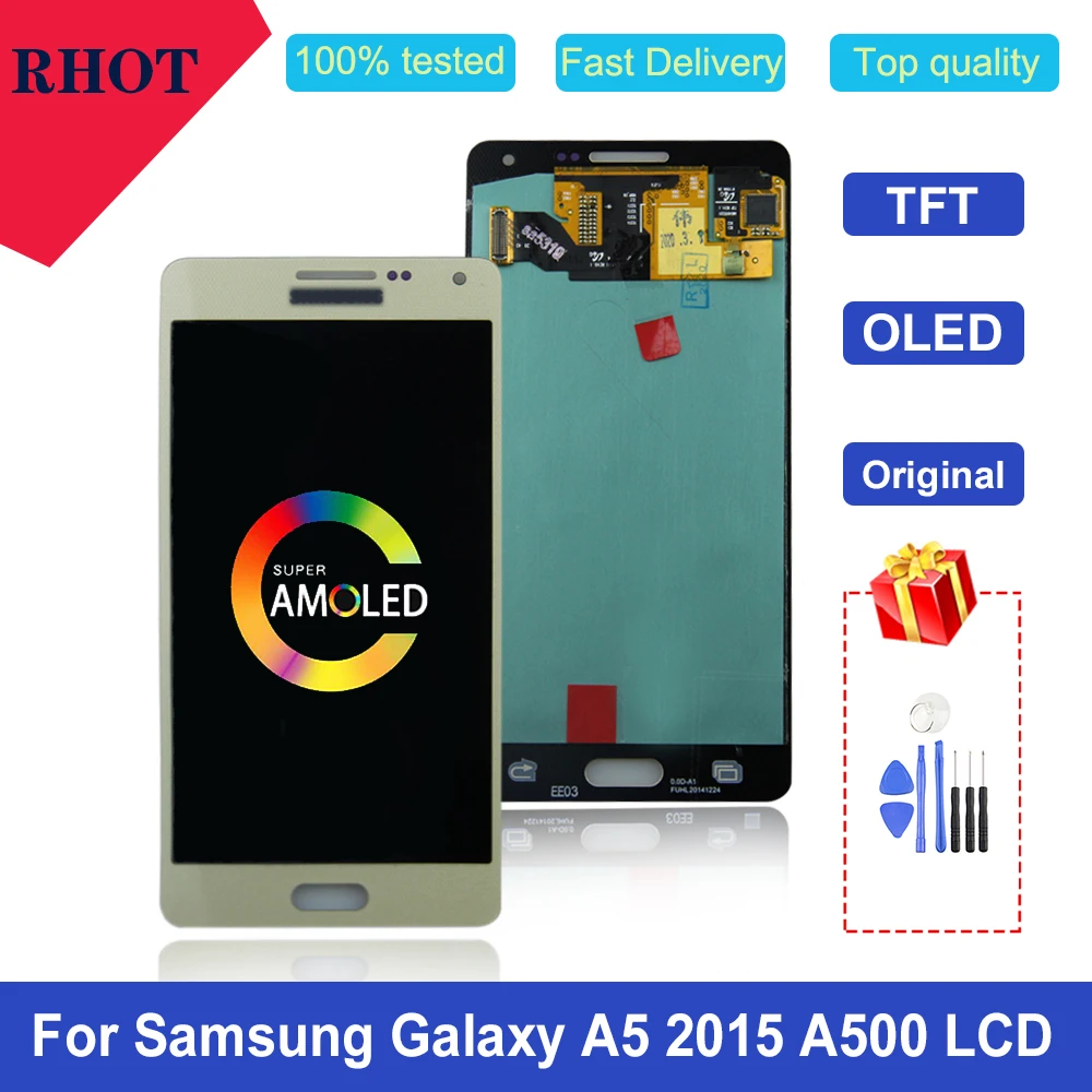 100% протестированный 5 0 &quotОригинальный Super AMOLED ЖК дисплей для Samsung Galaxy A5 2015 A500 A500F