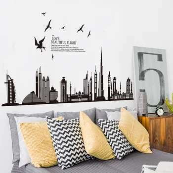 

Wall Stickers Dubai City Architecture Silhouette Wall Stickers Jm7280 Living Room Bedroom TV Backdrop Wall Decorative Sticker
