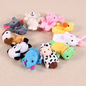 

10Pcs Cartoon Animal Finger Puppets Set Mini Plush Baby Boys Girls Story Telling Hand Cloth Doll Educational Toys