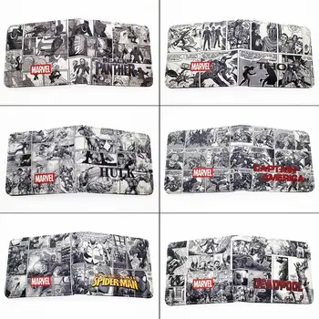 

Superhero Comics Spider-Man Thor Hulk PU Short Wallet Photo Card Holder Layers Boys Girls Coin Leather Cartoon Print Purses