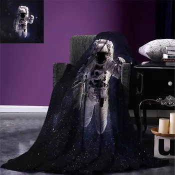 

Galaxy Throw Blanket Astronaut in Outer Space Stardust Nebula in Milky Way Cosmonaut Apollo Art Warm Blanket for Bed Couch White