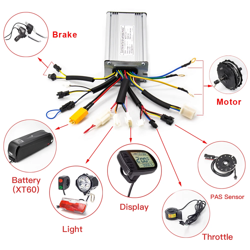 Ebike regulátor 24V 36V 48V 250W 350W 500W 750W 1000W 1500W bezuhlíkový 6 9 12 18 mosfet KT regulátor elektrický jízdní kolo accessorice