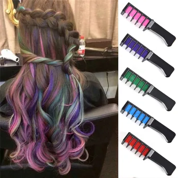 

Hair Dye Brush Hair Care Temporary Hair Dye Combs Semi Permanent Hair Multicolor Chalk Powder With Comb 5 Colors