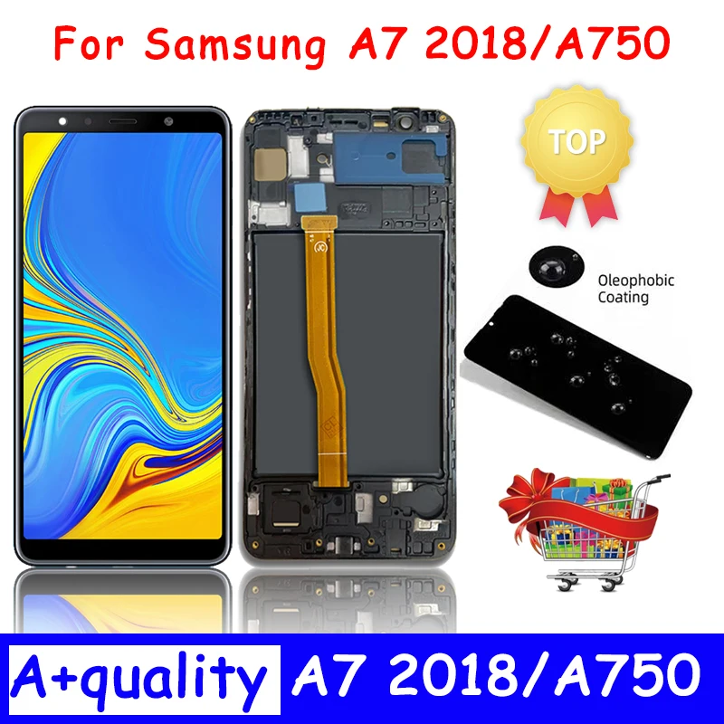 

100%Test A750 LCD For Samsung Galaxy A7 2018 A750 Display With Frame SM-A750F A750FN Touch Screen Digitizer Replacement Parts